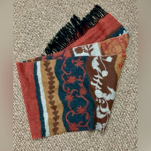 Vtg 1990s Y2K Soft Thick Premium Cashmere Wool Fringed Multi Patterned Scarf - Picture 10 of 14